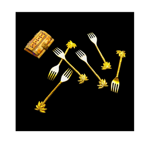 ชุดส้อมทองเหลืองส้อมมีดงานออกแบบแนวชนบทชุดเครื่องใช้บนโต๊ะอาหารทำด้วยมือ - Product Image 6