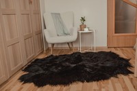 Sexto noir naturel 6 tapis en peau de mouton islandais avec longue laine incroyable cuir de peau de mouton en peau de mouton. Tapis en peau de mouton