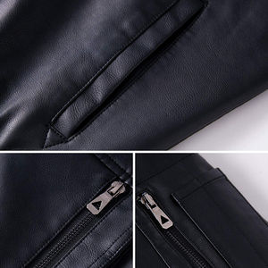 2024 Men's High <b>Street</b> Style Hooded Collar Leather Jacket High Quality Canvas Best Price Different Winter Colors Available - Product Image 6