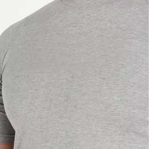 T-shirt vierge respirant à manches courtes côtelé pour hommes, col ras du cou coupe normale Vente en gros personnalisé 130GSM 50% coton 50% polyester - Product Image 3