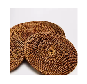<b>Decorative</b> Rattan Charger <b>Plate</b> for Party Round Rattan Placemats Handmade Decor Accessories Classic Style Serving <b>Plate</b> - Product Image 2