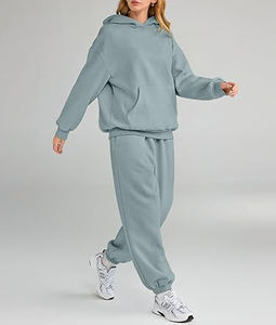 Custom OEM Solid Blank Puff Print Drawing Elastic <b>Women's</b> Streetwear for Sweatpants Oversized <b>Women</b> Hoodie and Joggers Set - Product Image 4