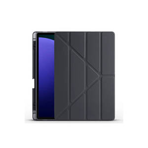 Étui pliable en trois parties de 11 pouces pour Galaxy Tab S9 Plus - Noir en cuir PU, silicone et plastique - Product Image 1