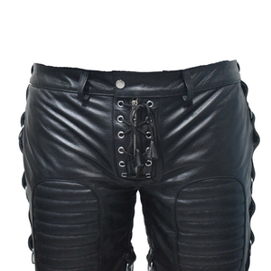 Mens Real Leather Cargo Shorts Club Wear Shorts High Quality Men Wear Leather Shorts Summer Autumn Customized Plain Dyed Adults - Product Image 2