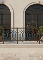 BM-0188 Garde-corps de balcon et d'escalier en fonte galvanisée argentée, robuste et durable, moderne, réglable pour la sécurité des balcons et des porches