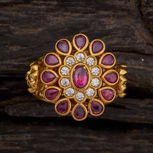 <b>Adjustable</b> Antique-Inspired Alloy and Copper Finger <b>Ring</b> Trendy Religious Wedding Flower Shape with Claw Inlay 152586 <b>Size</b> - Product Image 1