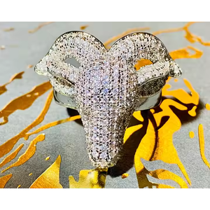 Bague unique de style hip-hop avec diamant moissanite, ensemble de bijoux fins en acier inoxydable plaqué or, style tendance - Product Image 5