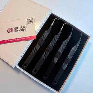 Pinzas para Pestañas Getup Brosons Impex con Recubrimiento de Polvo Negro Antiestático, Agarre Perfecto, Acero Inoxidable, Punta Suave, Herramienta de Precisión - Product Image 4