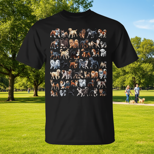 T-shirt educativa per appassionati di cani con grafico delle varie razze di cani e di diversi tipi di cani - Product Image 3