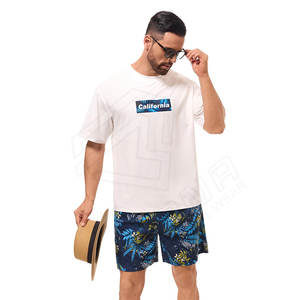 Conjunto Deportivo Informal de Verano para Hombre, Manga Corta, Color Sólido, con Logotipo Personalizado, Camiseta y Pantalones Cortos, Talla Grande, 100% Algodón, Transpirable, a la Moda - Product Image 4