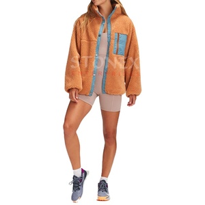 Chaqueta de Sherpa de Tejido Mixto con Capucha para Mujer, Personalizable, Forro de Malla de Poliéster, Bolsillo con Cremallera en el Pecho, Suave y Transpirable - Product Image 1