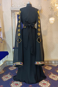 Black and beige designer moroccan <b>kaftan</b> - Product Image 3