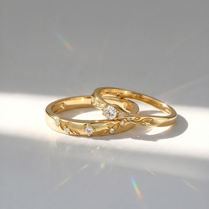 แหวนคู่รักลายเถาวัลย์ชุบทอง 18K แหวนแต่งงานแบบฝังอินเลย์สุดอินเทรนด์ - Product Image 5