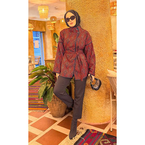Autumn/<b>Winter</b> Ethnic Pattern <b>Quilted</b> Jacket Reversible Floral Design Vintage Varsity Style Short Length Suede Leather Nylon Lace - Product Image 4