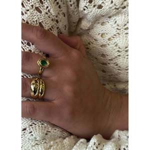 Jardin One Size Stylish Stainless Steel <b>Silver</b> Oval Cut <b>Emerald</b> <b>Ring</b> Fashionable Hip-Hop Inlay Eye Pattern Eternity Engagement - Product Image 3
