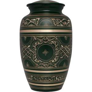 Urnes funéraires classiques en métal émaillé gravé pour cendres humaines Urnes commémoratives personnalisées pour bien-aimé d'Indien - Product Image 1