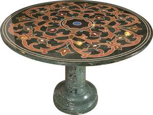 Table basse ronde et rectangulaire en marbre avec incrustation de pierre Pietra Dura durable, design contemporain, personnalisable pour le mobilier de maison - Product Image 4