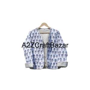 Abrigo estilo kimono acolchado de algodón estampado a mano indio con botones, transpirable, floral, para mujer, para todas las estaciones, informal. - Product Image 6