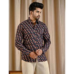 Chemise décontractée pour homme 100% coton, imprimé floral noir, manches longues, boutonnée, avec fonction imperméable, tailles XS-6XL - Product Image 5