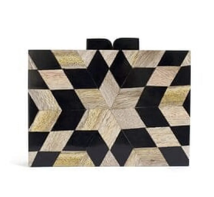 Pochette de luxe en résine et bois avec poignée en laiton, décorée de perles, élégante et portable, idéale pour les mariages et les fêtes. - Product Image 4