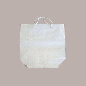 10 piezas de bolsas de papel blancas tipo boutique con asa de cordón de algodón 45+15x40cm - Product Image 2