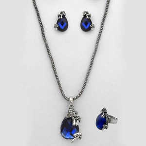 ชุดเครื่องประดับ kriaa จี้เพทายสีน้ำเงินชุบเงินพร้อม1109706D วงแหวน - Product Image 1