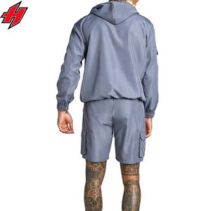 Ensemble coupe-vent de couleur unie imprimé de logo léger et imperméable en nylon de haute qualité pour hommes Offre Spéciale survêtements - Product Image 4