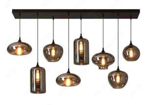 Lámpara de Techo Contemporánea de Aluminio Negro de 8 Luces, Lámpara Colgante Duradera y Ligera con Montaje en Techo - Product Image 2