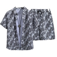Hainan Island inspiré chemise décontractée pour hommes imprimé hawaïen pantalon mi-long simple boutonnage grande taille Sanya costume de voyage