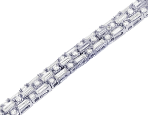 Trending S925 <b>Sterling</b> <b>Silver</b> Customized Moissanite Round & Baguette Diamond <b>Bracelets</b> For <b>Men</b> - Product Image 2
