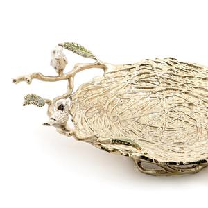 Bol de service décoratif en forme de nid en aluminium de table plaqué or vaisselle fruits et collations bol de service avec oiseau - Product Image 4