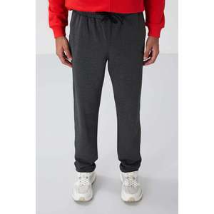 กางเกงวอร์มขายส่ง Tommylife สำหรับผู้ชาย สีดำ มีเชือกผูก กระเป๋าข้าง ทรงมาตรฐาน ขาแบบคลาสสิก - 84682 - สีแอนทราไซต์เมลันจ์ - Product Image 2