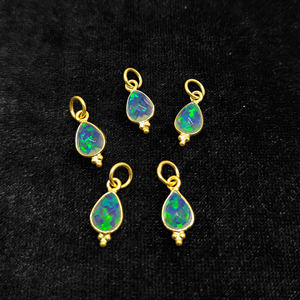 Pear Drop <b>Opal</b> Fancy shape Bezel Gold Plated Charm Pendant Making DIY <b>Necklace</b> Jewelry Wholesale - Product Image 3