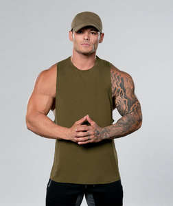 Camiseta sin mangas de gimnasio de algodón OEM para hombre, chaleco holgado sin mangas de alta calidad, diseño transpirable, informal, precio razonable, logotipo personalizable - Product Image 3