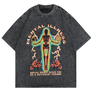 Custom Direct Printing Logo Mens 100 Cotton <b>Black</b> Vintage Heavyweight Oversized Acid Wash T <b>Shirts</b> - Product Image 2