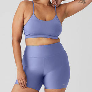 Logotipo personalizado suave de manga larga Crop Top Shorts Yoga Active Wear Sets Mujeres Seamless Gym Fitness Sets - Product Image 6