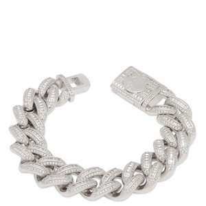 สร้อยข้อเท้าเงินก้อนน้ำแข็งออกคิวบาสร้อยข้อมือสีขาวทอง VS1เพชรโมอิสทรงกลมตัดเพชรทันสมัยฮิปฮอป unisex 925ปาร์ตี้เงินสเตอริง - Product Image 3