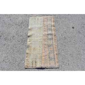 Alfombra Turca Vintage de 1.7x3.2 pies, Alfombra Pequeña, Alfombra Ikat Marrón - Product Image 1