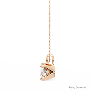 Colgante solitario de diamante cultivado en laboratorio de corte redondo de 1,0 quilates, Juego de puntas de oro rosa, regalo de aniversario para ella, colgante de oro rosa de diamante CVD - Product Image 4