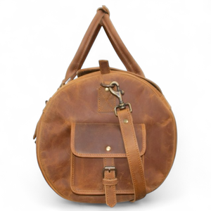 POLO 100% Cow Leather Duffle <b>Bag</b> Retro Vintage Style Gym Fitness Training Weekender Casual Sport Punching Speed Balls Luxury - Product Image 3