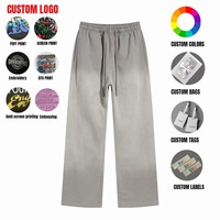 Pantalon de survêtement 100% coton polaire lavé à l'acide pantalon Streetwear en tissu tricoté avec étiquette en caoutchouc pour hommes