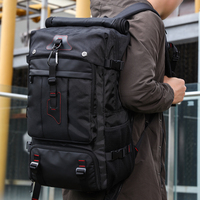 Sac à dos noir minimaliste Oxford Techwear avec fermeture éclair, 20-39L, sac de voyage étanche pour ordinateur portable de 17 pouces, multi-poches, décontracté, unisexe