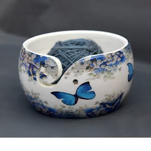 Elegant <b>Knitting</b> <b>Bowl</b> Large Crochet <b>Bowl</b> Lead Free Glaze Personalized Gift Resin Yarn <b>Bowl</b> Made in india - Product Image 2