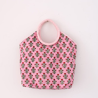 Sac fourre-tout bohème à imprimé floral avec poignées rayées pour femme, décoration murale, sac de plage et de shopping