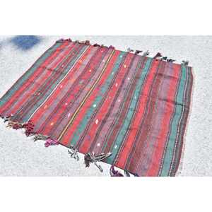 พรมขนแกะสีเขียวสีแดงแบบดั้งเดิม6.1ft 4.6 x แนววินเทจผ้าตัดต่อแบบตุรกีแผ่นยางรองแบนสำหรับตกแต่งห้องนั่งเล่นสำหรับวัยรุ่น - Product Image 2