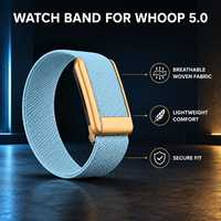 Bracelet de montre en nylon noir et gris pour Whoop 5.0, bracelet sport tissé avec accessoires métalliques dorés, bracelet de remplacement