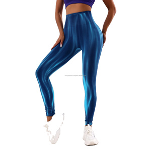Top vente Super doux taille haute femmes Fitness Yoga pantalon ventre contrôle imprimé tricoté Leggings Sexy poches imperméable - Product Image 1