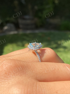 GRA certificado 2CT corte de pera Moissanite anillo 10K oro sólido Halo anillo de compromiso eternidad diamante anillo mujer moda joyería fina - Product Image 3