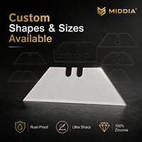 Lames de couteau à découper en céramique de zircone haute dureté MIDDIA, lames de rechange trapézoïdales pour couteau utilitaire industriel