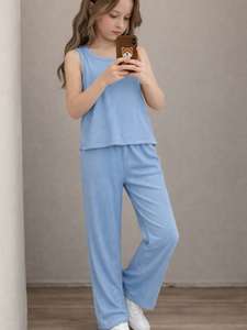 Pantalones Anchos Casuales Cómodos de Pana sin Mangas para Niñas - Product Image 1